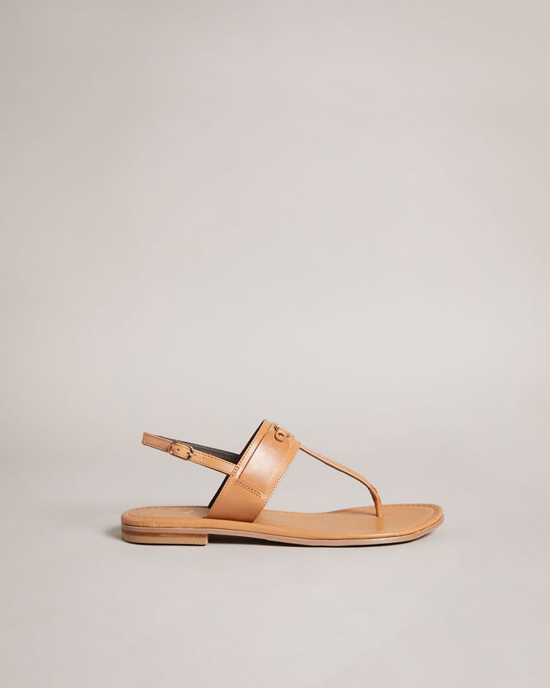 Ted Baker Jazmiah Läder Tå Post Sandaler Dam Bruna | AVW-175632