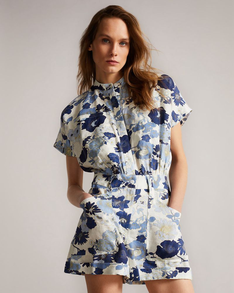 Ted Baker Jensine Printed With Utility Pocket Jumpers Dam Blå | XGT-615204