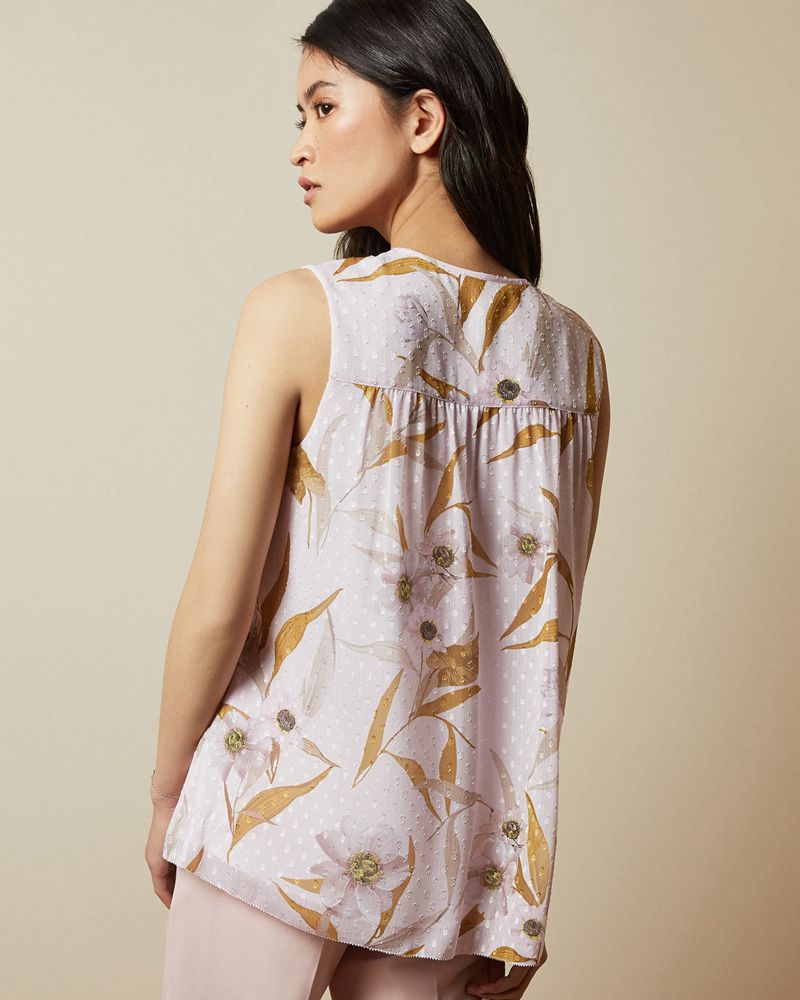 Ted Baker Jiylena Cabana Smocked Ärmlös Blast Dam Rosa | IRM-069835