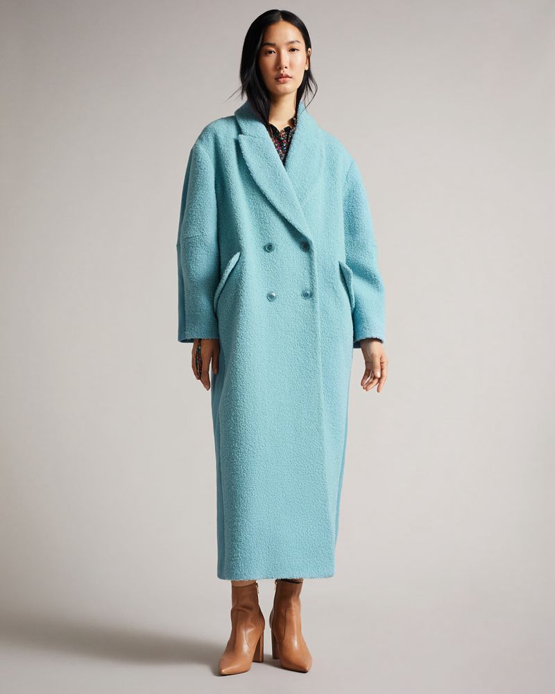Ted Baker Jjoelle Fabric Blocked Oversized Crombie Rockar Dam Blå | DNI-791234
