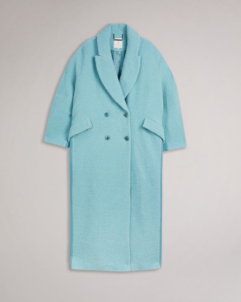 Ted Baker Jjoelle Fabric Blocked Oversized Crombie Rockar Dam Blå | DNI-791234