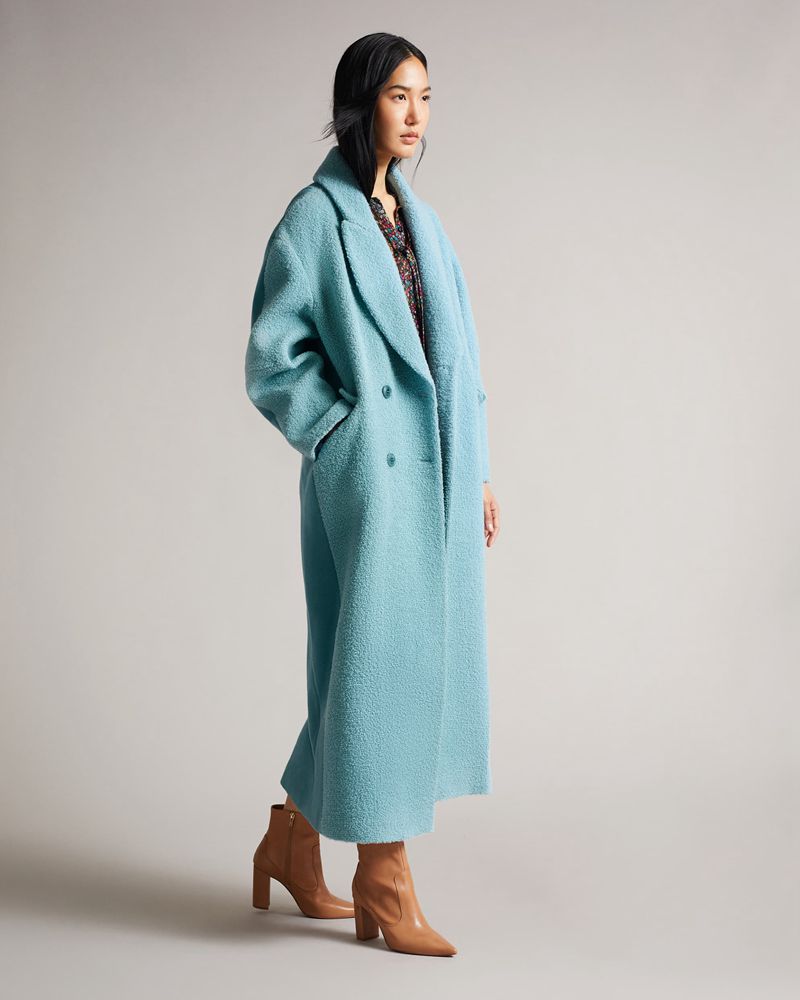Ted Baker Jjoelle Fabric Blocked Oversized Crombie Rockar Dam Blå | DNI-791234