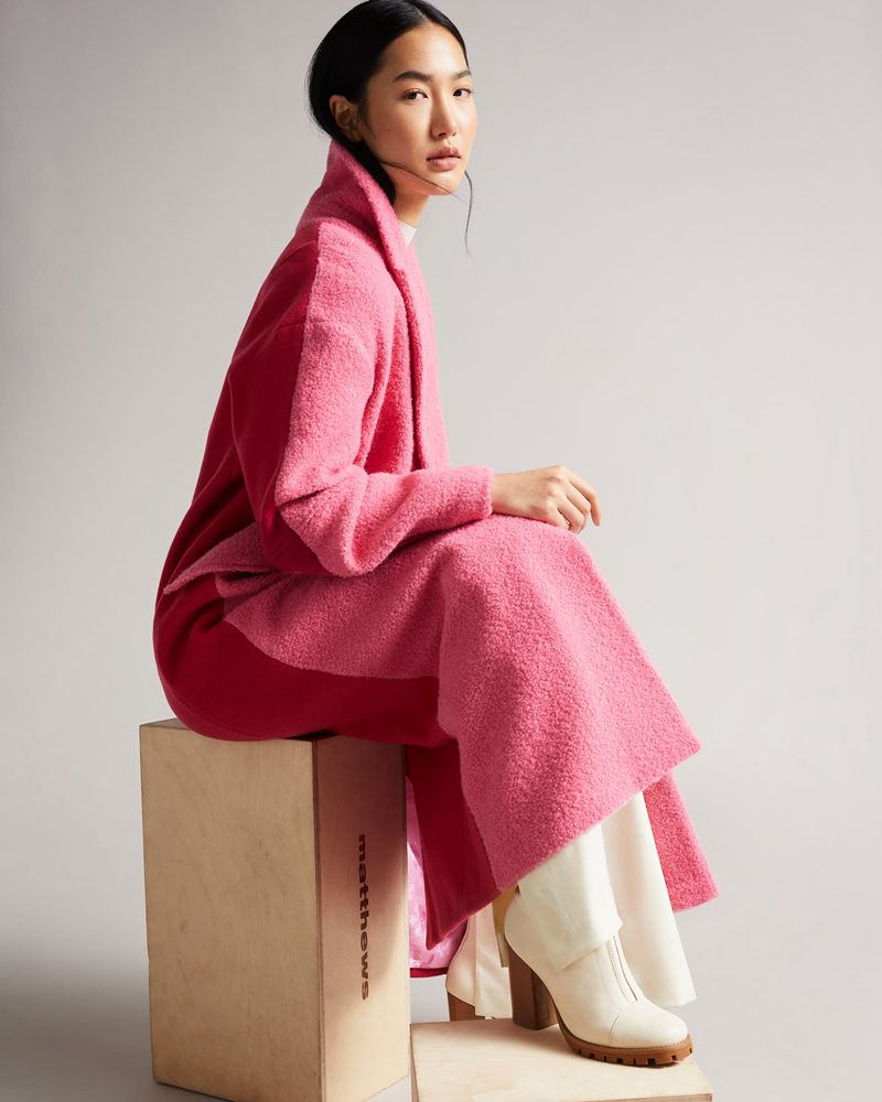 Ted Baker Jjoelle Fabric Blocked Oversized Crombie Rockar Dam Rosa | PEL-342019