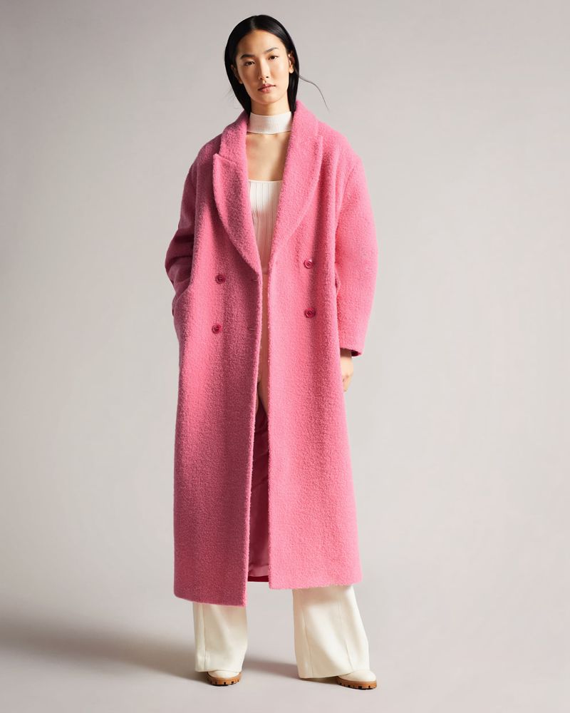 Ted Baker Jjoelle Fabric Blocked Oversized Crombie Rockar Dam Rosa | PEL-342019