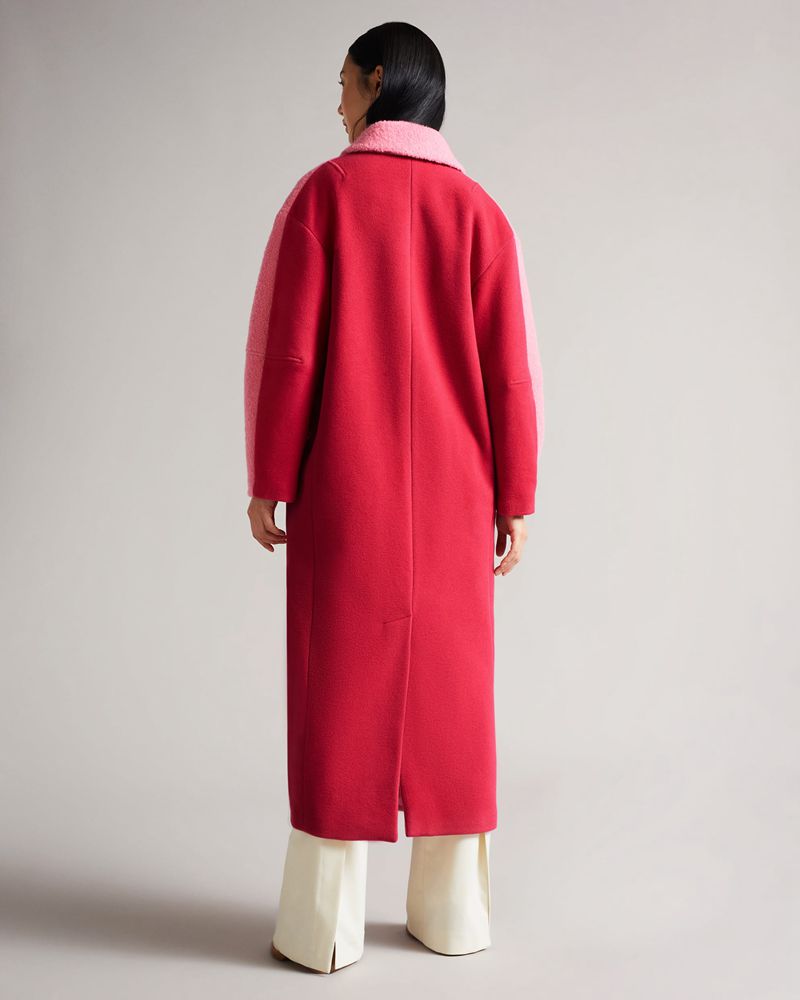 Ted Baker Jjoelle Fabric Blocked Oversized Crombie Rockar Dam Rosa | PEL-342019