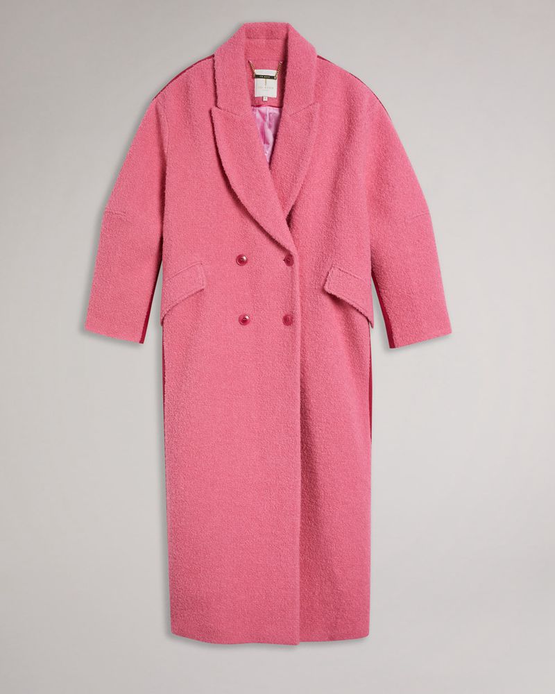 Ted Baker Jjoelle Fabric Blocked Oversized Crombie Rockar Dam Rosa | PEL-342019
