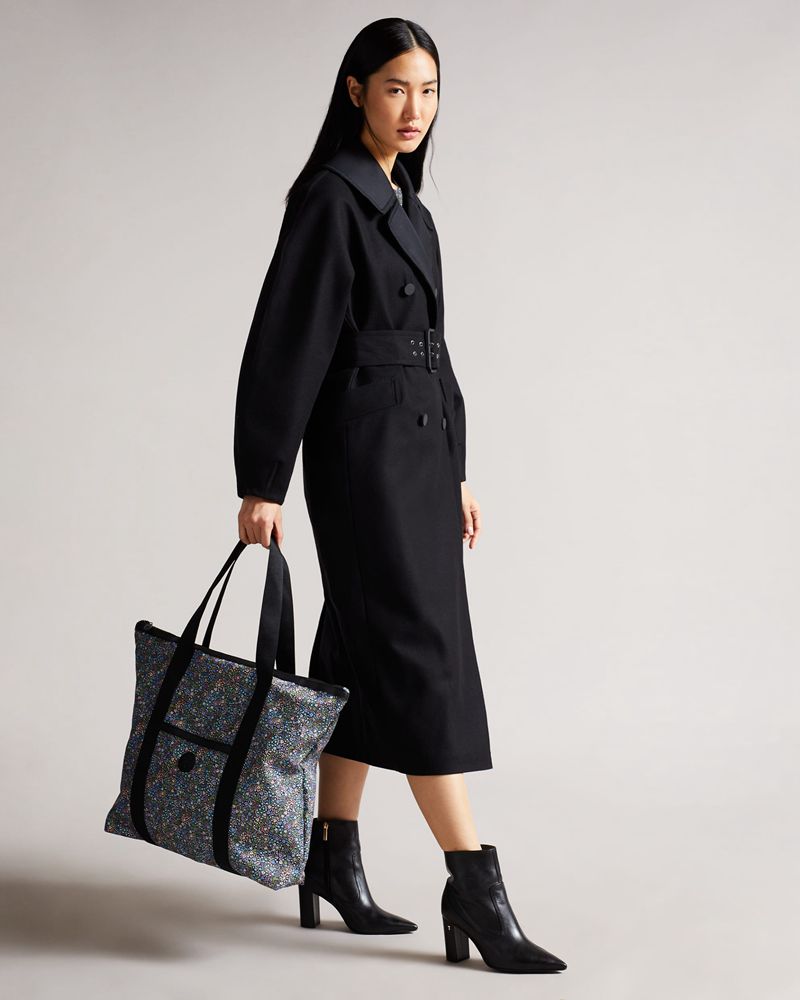 Ted Baker Joanina Retro Floral Nylon Tote Väska Dam Svarta | AFQ-819362