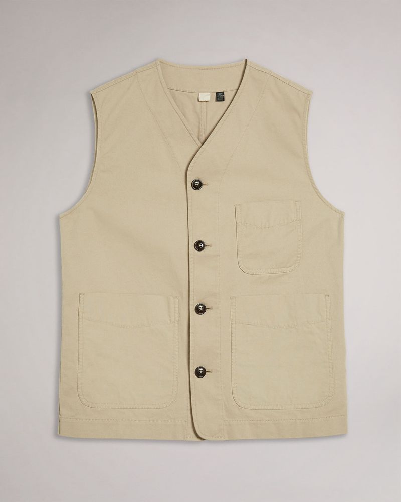 Ted Baker Johnby Texture Block Vest Jacka Herr Vita | ZHX-502498