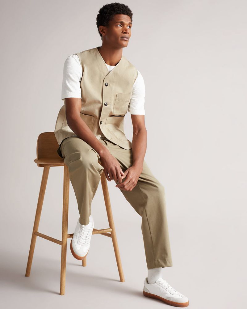 Ted Baker Johnby Texture Block Vest Jacka Herr Vita | ZHX-502498