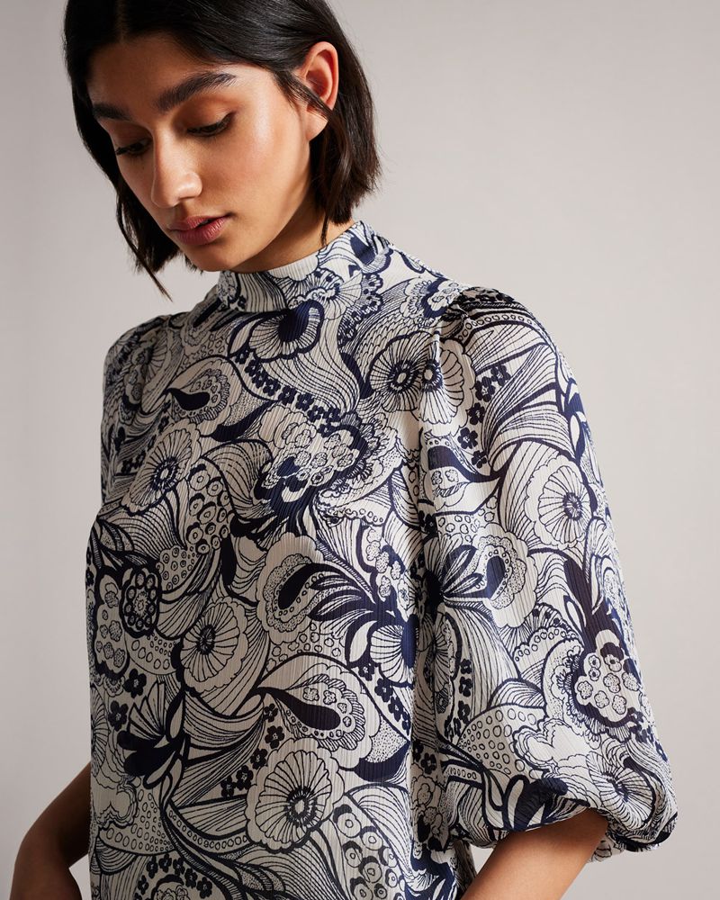 Ted Baker Johsiie With Stand Collar And Balloon Sleeve Blast Dam Vita | WTP-419328
