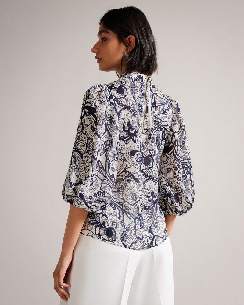 Ted Baker Johsiie With Stand Collar And Balloon Sleeve Blast Dam Vita | WTP-419328