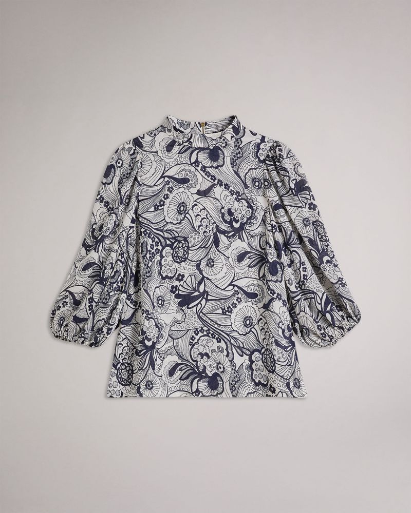 Ted Baker Johsiie With Stand Collar And Balloon Sleeve Blast Dam Vita | WTP-419328