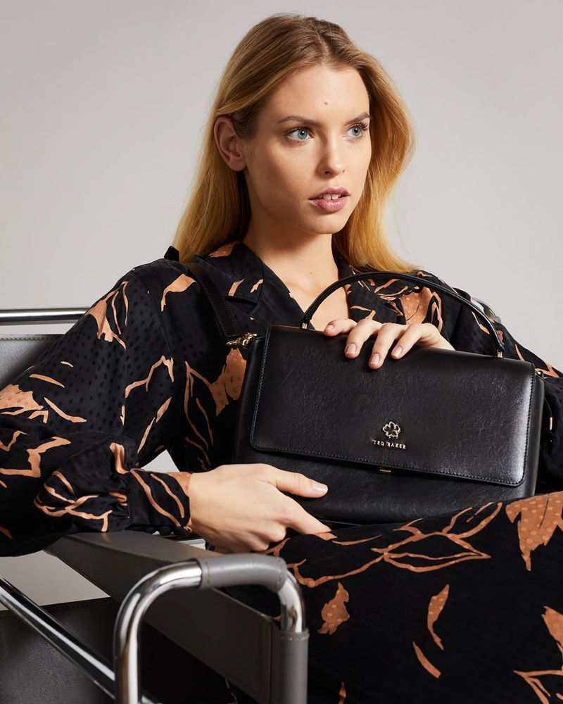 Ted Baker Jorjia Flower Eyelet Handle Axelväska Dam Svarta | GLA-768521