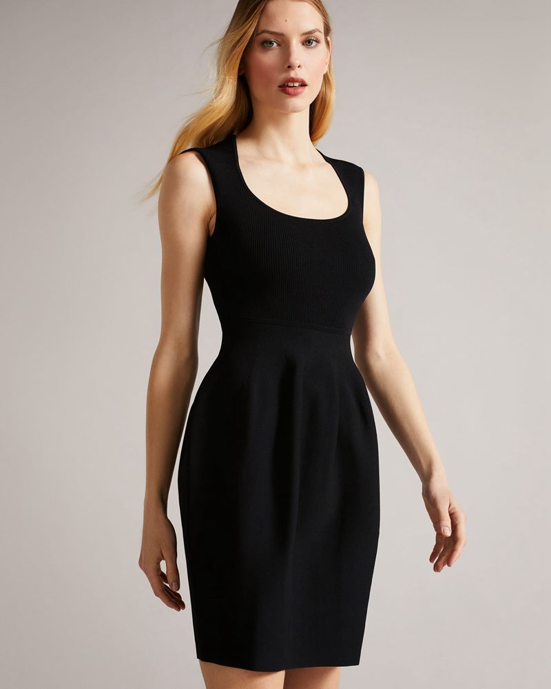 Ted Baker Judit Tulip Knitted Klänning Dam Svarta | QSH-531784