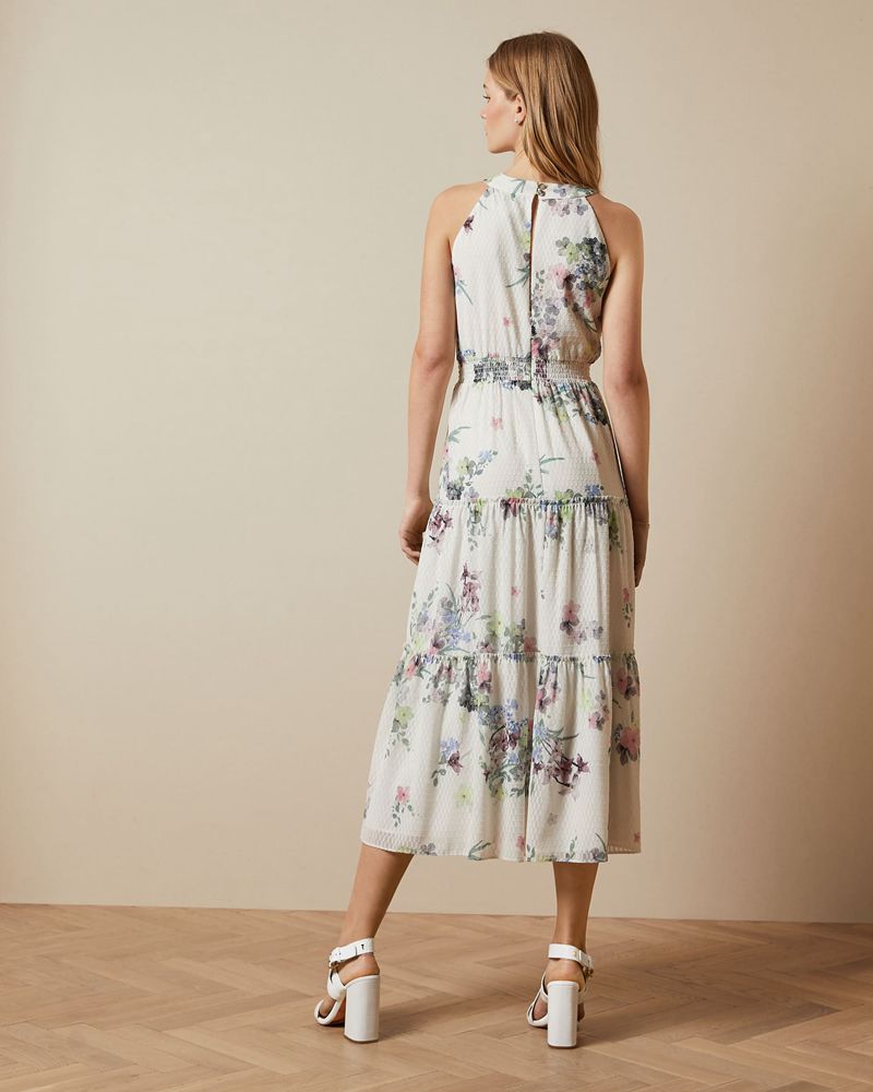 Ted Baker Kahlay Pergolared Midi Klänning Dam Vita | CBO-763458