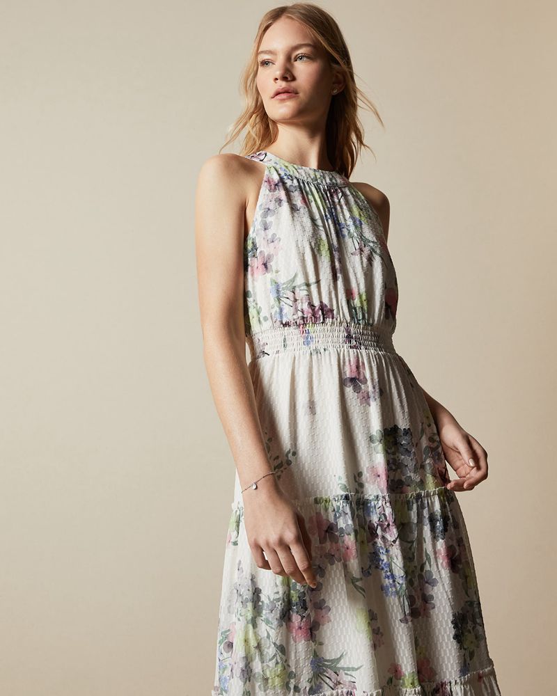 Ted Baker Kahlay Pergolared Midi Klänning Dam Vita | CBO-763458