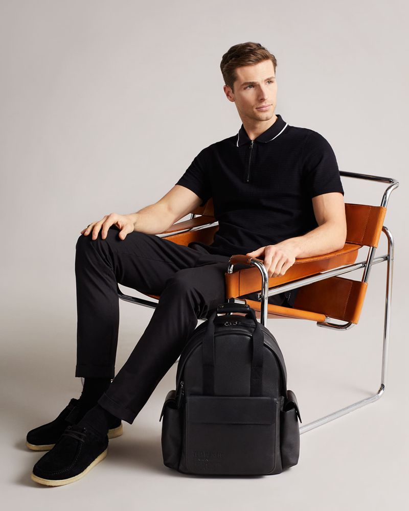 Ted Baker Kailen Branded Läder Ryggsäck Herr Svarta | DMK-576139