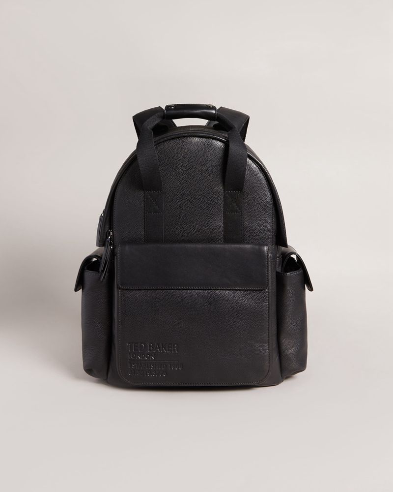 Ted Baker Kailen Branded Läder Ryggsäck Herr Svarta | DMK-576139