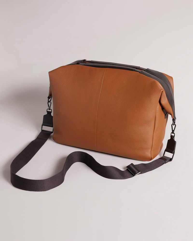 Ted Baker Kaisel Branded Läder Weekendväska Herr Svarta | DZP-541690