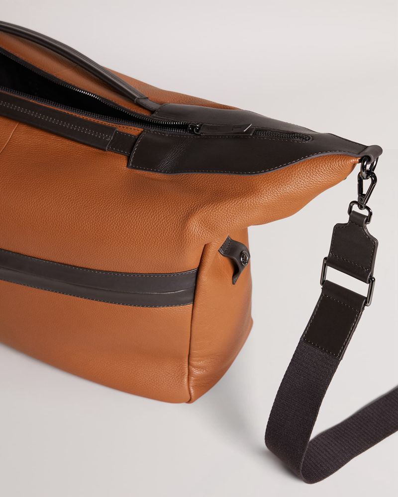 Ted Baker Kaisel Branded Läder Weekendväska Herr Svarta | DZP-541690