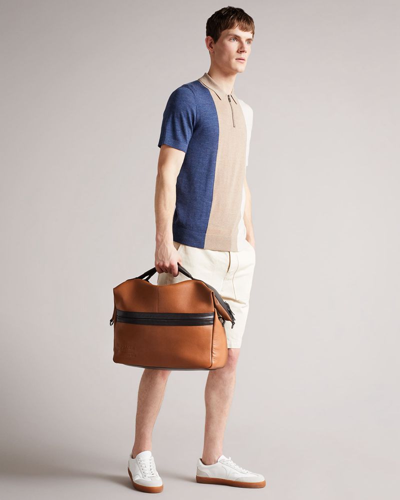 Ted Baker Kaisel Branded Läder Weekendväska Herr Svarta | DZP-541690