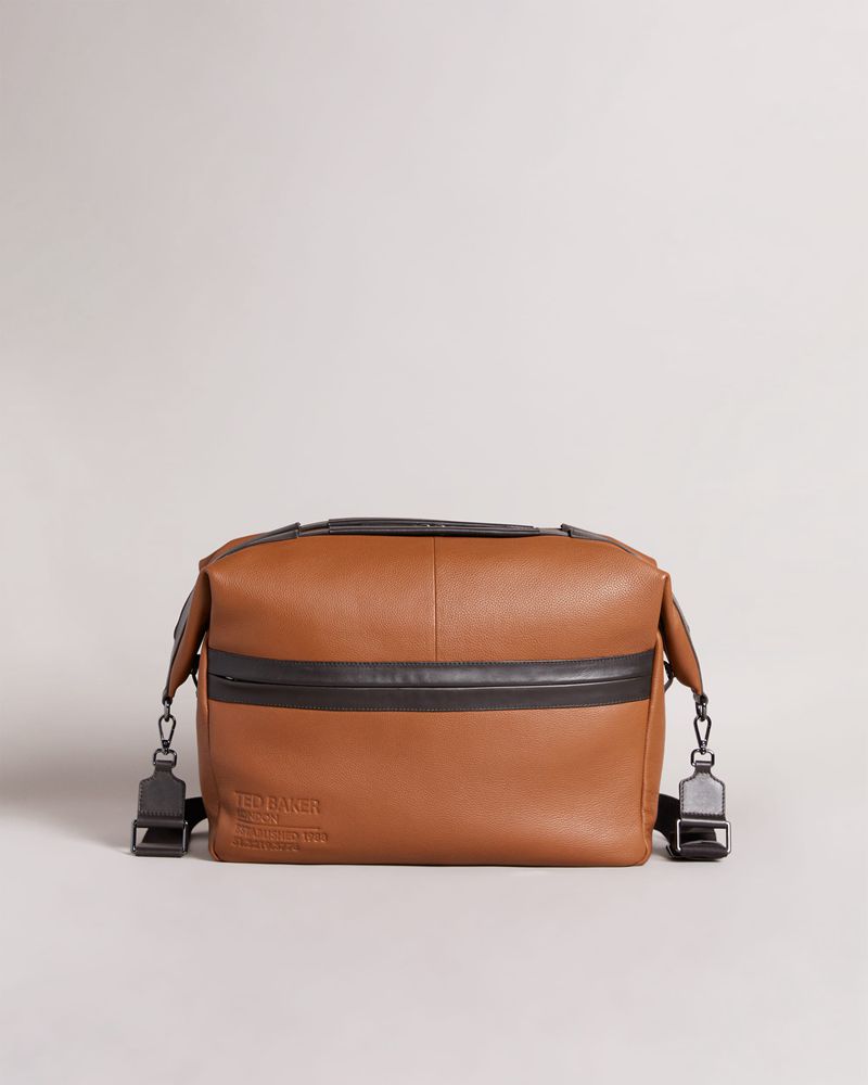 Ted Baker Kaisel Branded Läder Weekendväska Herr Svarta | DZP-541690