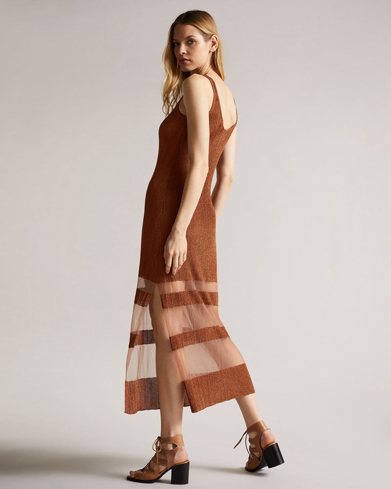 Ted Baker Kalara Metallic Midaxi Klänning Dam Bruna | UIP-635781