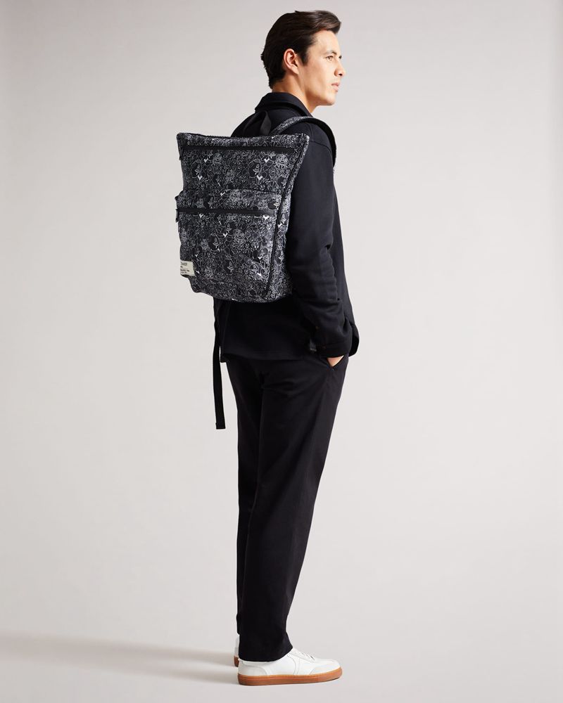 Ted Baker Karev Scribble Printed Nylon Ryggsäck Herr Svarta | JLN-937140