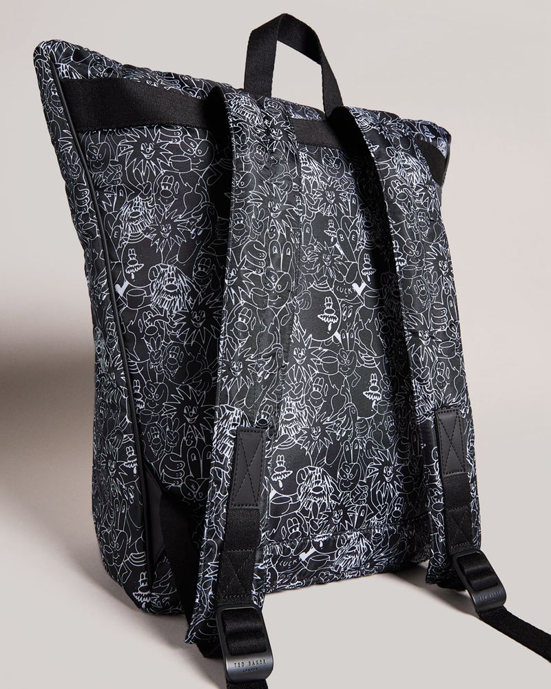 Ted Baker Karev Scribble Printed Nylon Ryggsäck Herr Svarta | JLN-937140