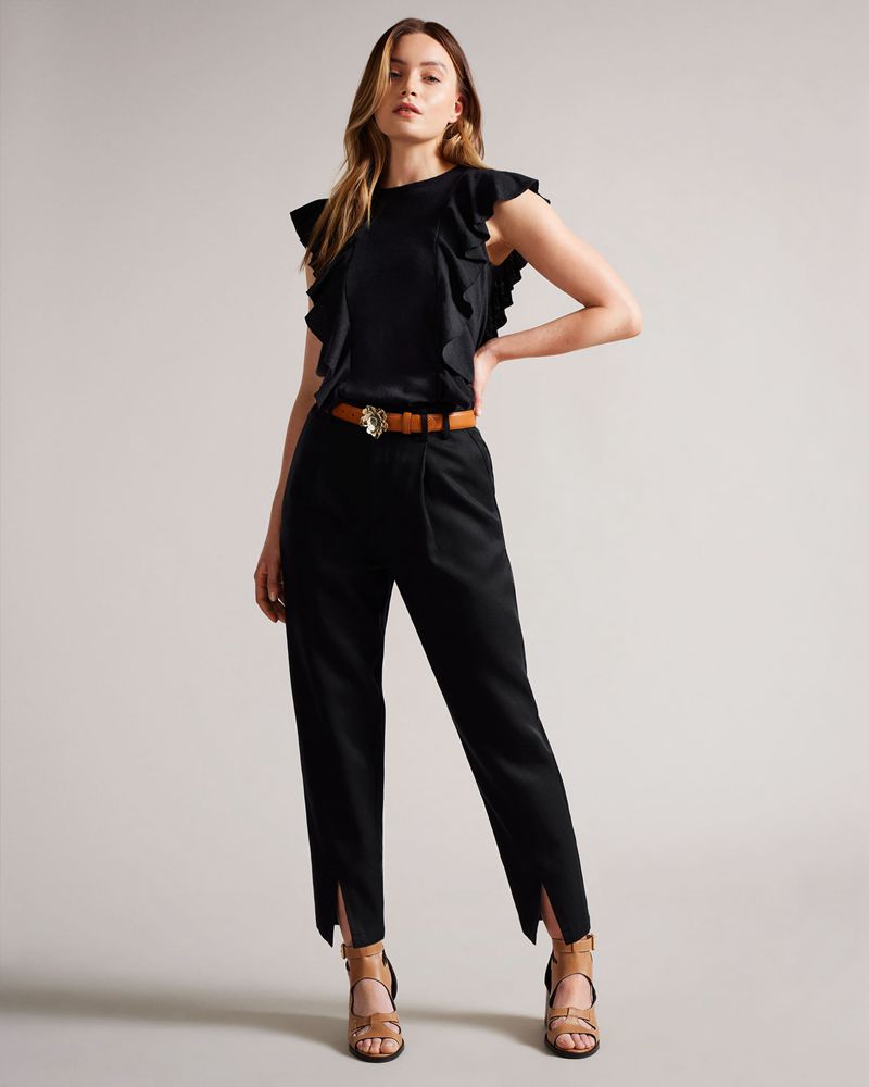Ted Baker Kathley Frill Linen Vest Blast Dam Svarta | CFU-389724