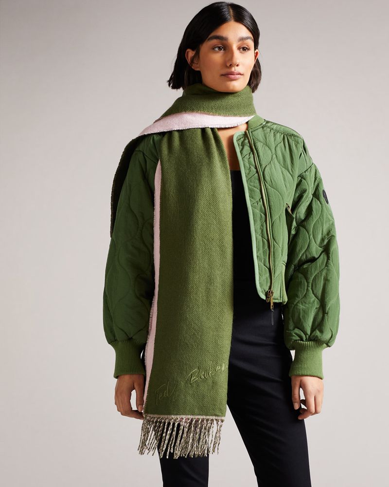 Ted Baker Katy Reversible Woven Halsduk Dam Gröna | PST-374298
