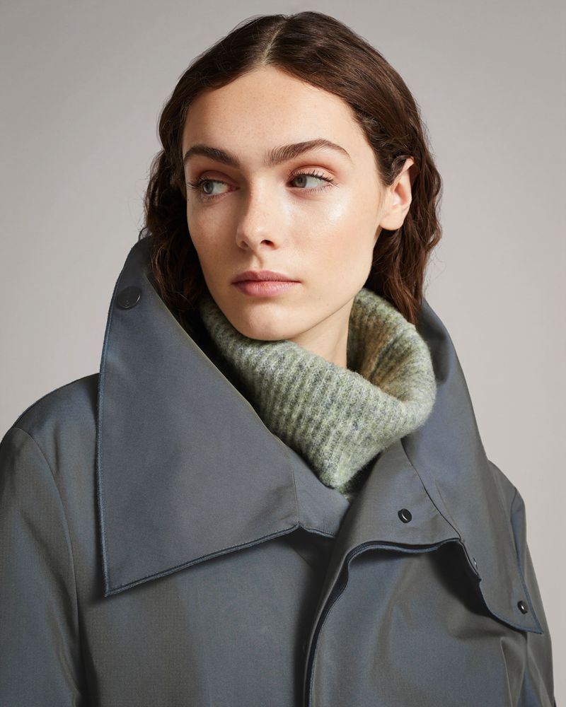Ted Baker Kayleeh Long With Deep Funnel Neck Collar Jacka Dam Blå | GXE-201378