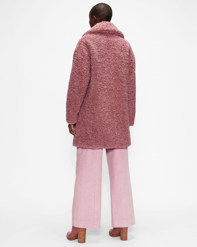 Ted Baker Kayyti Faux Fur Cocoon With Breda Collar Jacka Dam Rosa | BHC-407169