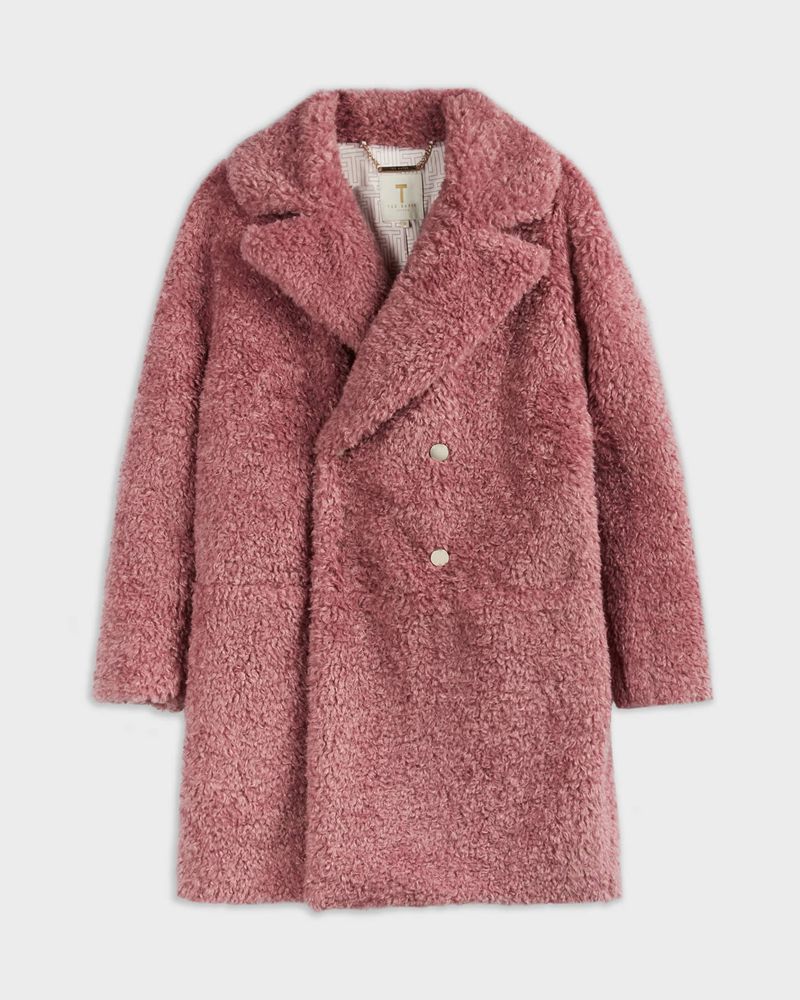 Ted Baker Kayyti Faux Fur Cocoon With Breda Collar Jacka Dam Rosa | BHC-407169