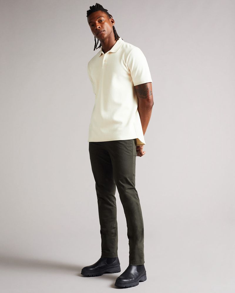 Ted Baker Kelty Ss Heavy Twill Polo Blast Herr Natural | AMF-541926