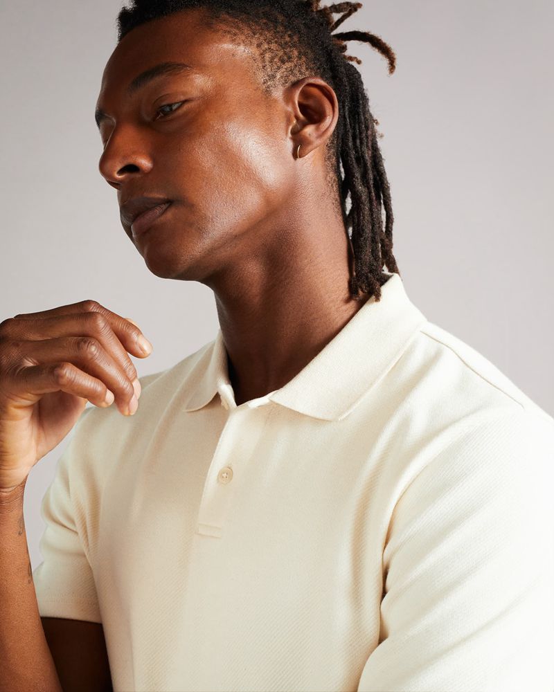 Ted Baker Kelty Ss Heavy Twill Polo Blast Herr Natural | AMF-541926