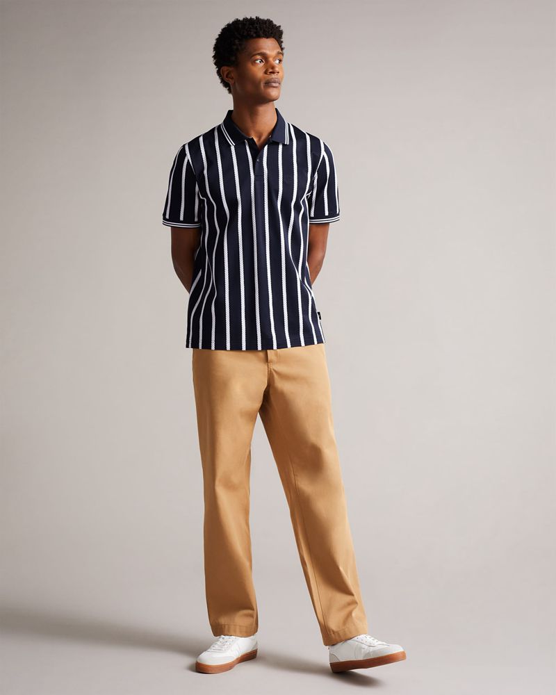 Ted Baker Kimbell Sleeve Striped Polo Blast Herr Marinblå | JER-904175