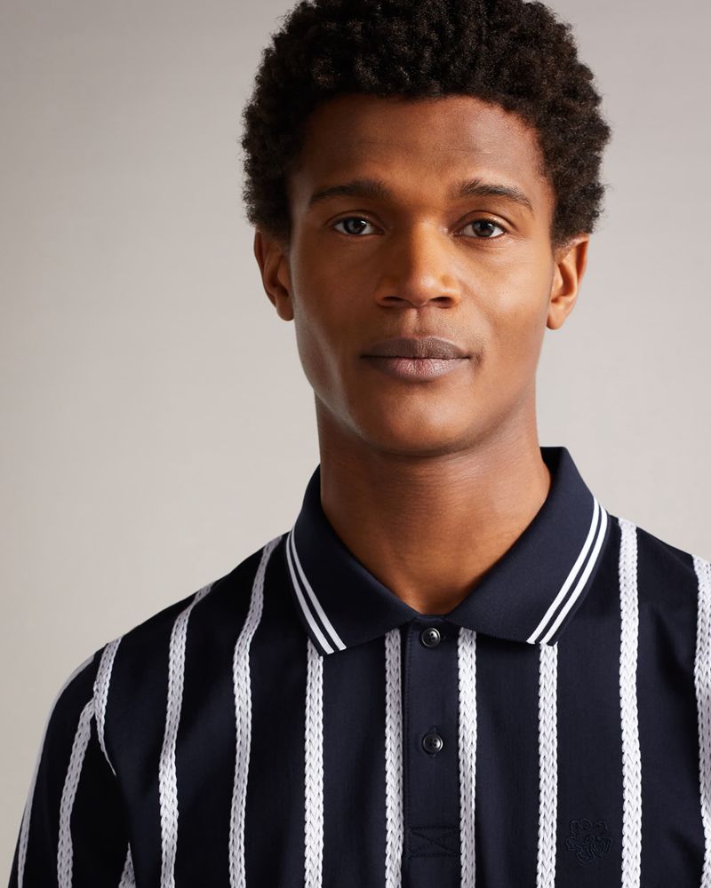 Ted Baker Kimbell Sleeve Striped Polo Blast Herr Marinblå | JER-904175