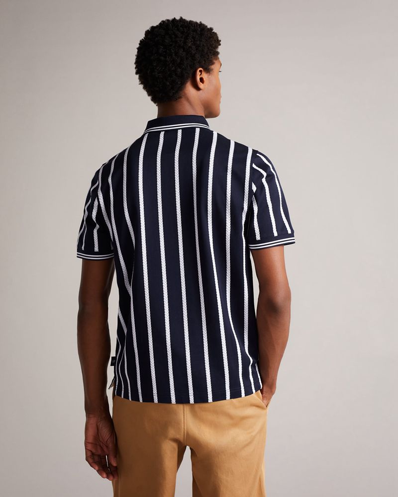 Ted Baker Kimbell Sleeve Striped Polo Blast Herr Marinblå | JER-904175