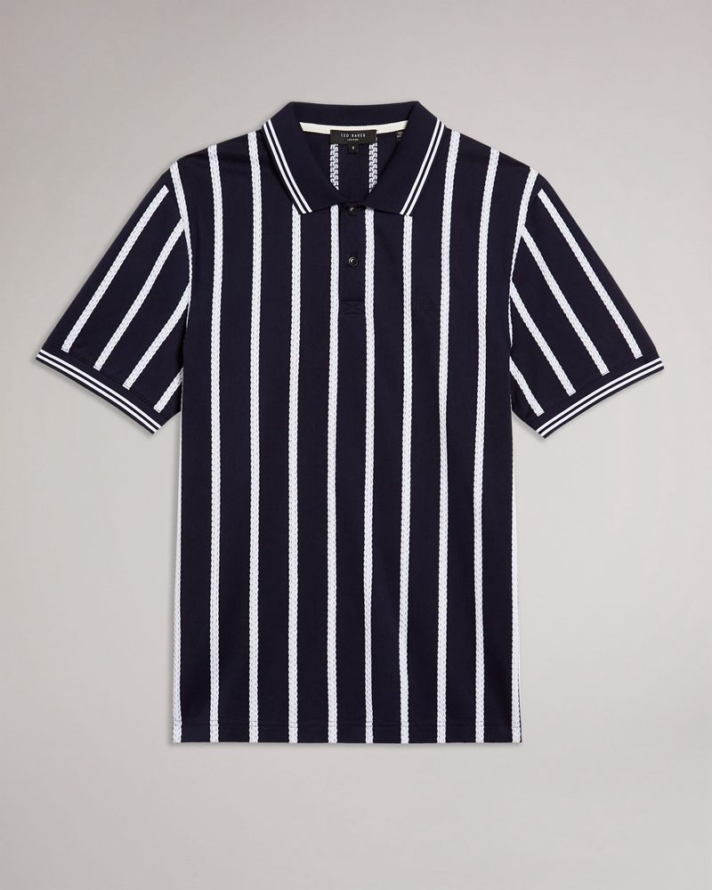 Ted Baker Kimbell Sleeve Striped Polo Blast Herr Marinblå | JER-904175