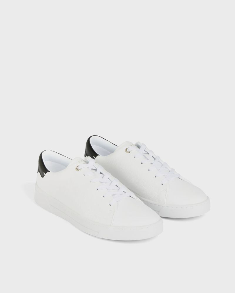 Ted Baker Kimmii Tumbled Leathers Sneakers Dam Vita Svarta | NJH-256018