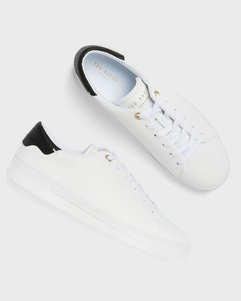 Ted Baker Kimmii Tumbled Leathers Sneakers Dam Vita Svarta | NJH-256018