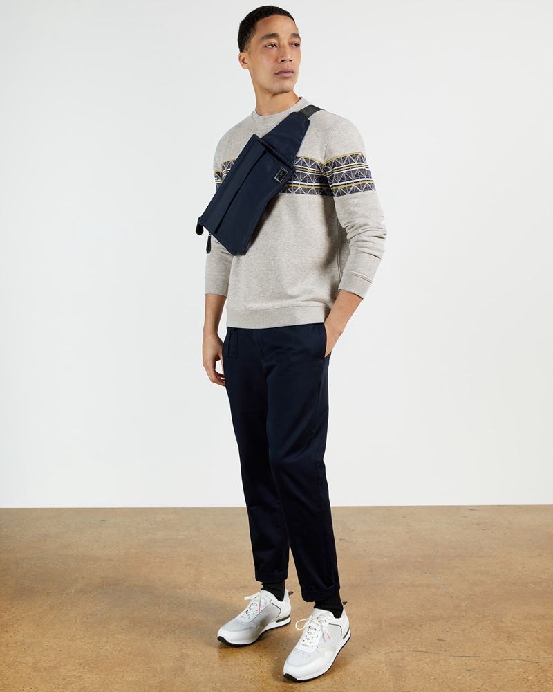 Ted Baker Kinfish With Printed Chest Panel Tröjor Herr Gray | PQS-412359