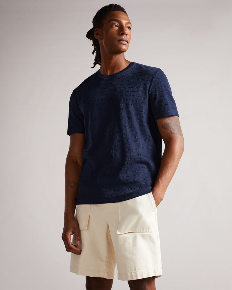 Ted Baker Kingsrd Sleeve Stripe Jacquard T Blast Herr Marinblå | NKY-364802