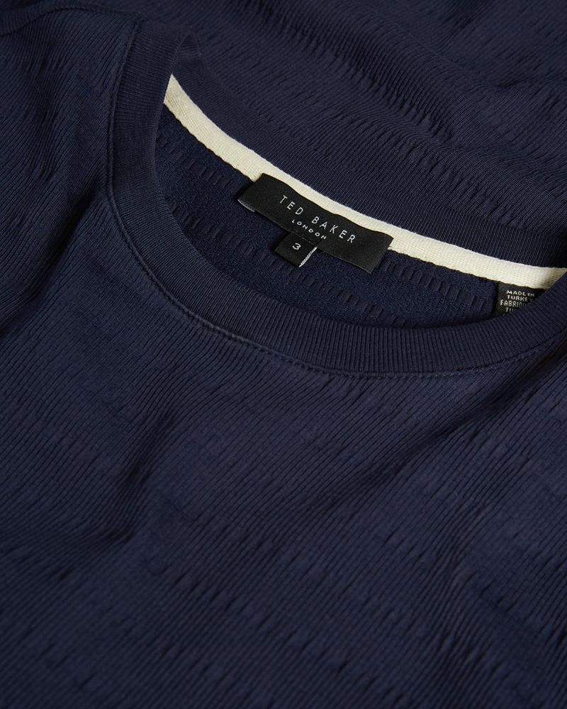 Ted Baker Kingsrd Sleeve Stripe Jacquard T Blast Herr Marinblå | NKY-364802