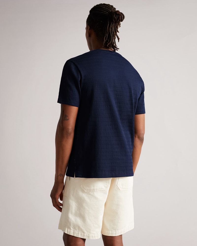 Ted Baker Kingsrd Sleeve Stripe Jacquard T Blast Herr Marinblå | NKY-364802
