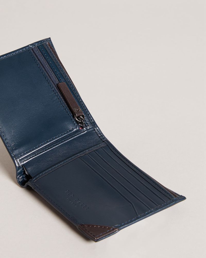 Ted Baker Korning Läder Bifold Plånbok Herr Marinblå | HCP-879602