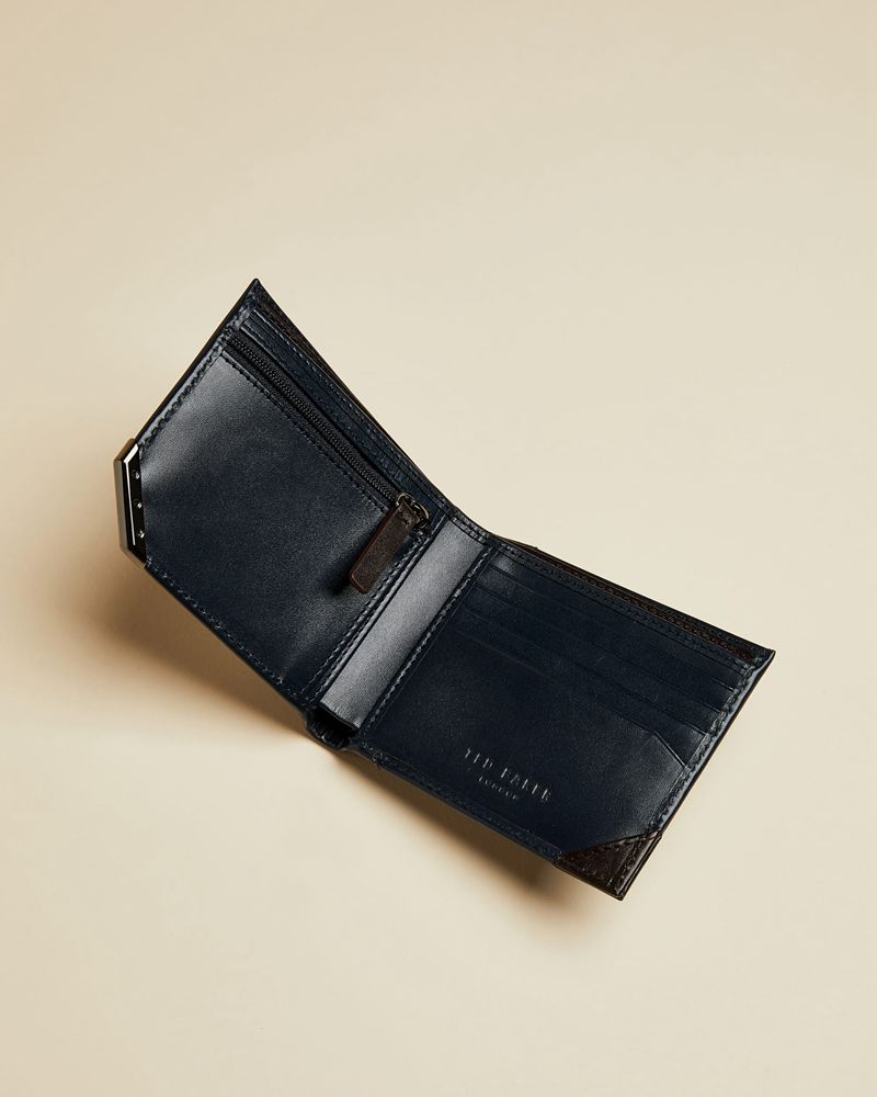 Ted Baker Korning Läder Bifold Plånbok Herr Marinblå | HCP-879602