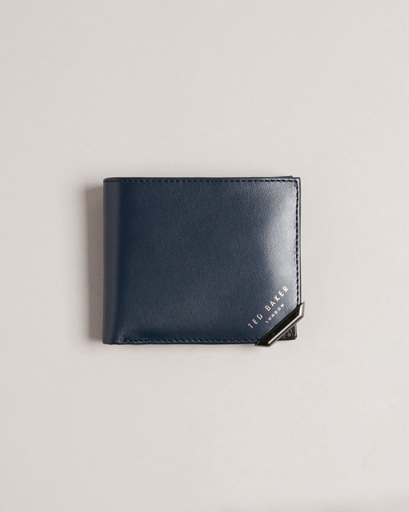 Ted Baker Korning Läder Bifold Plånbok Herr Marinblå | HCP-879602