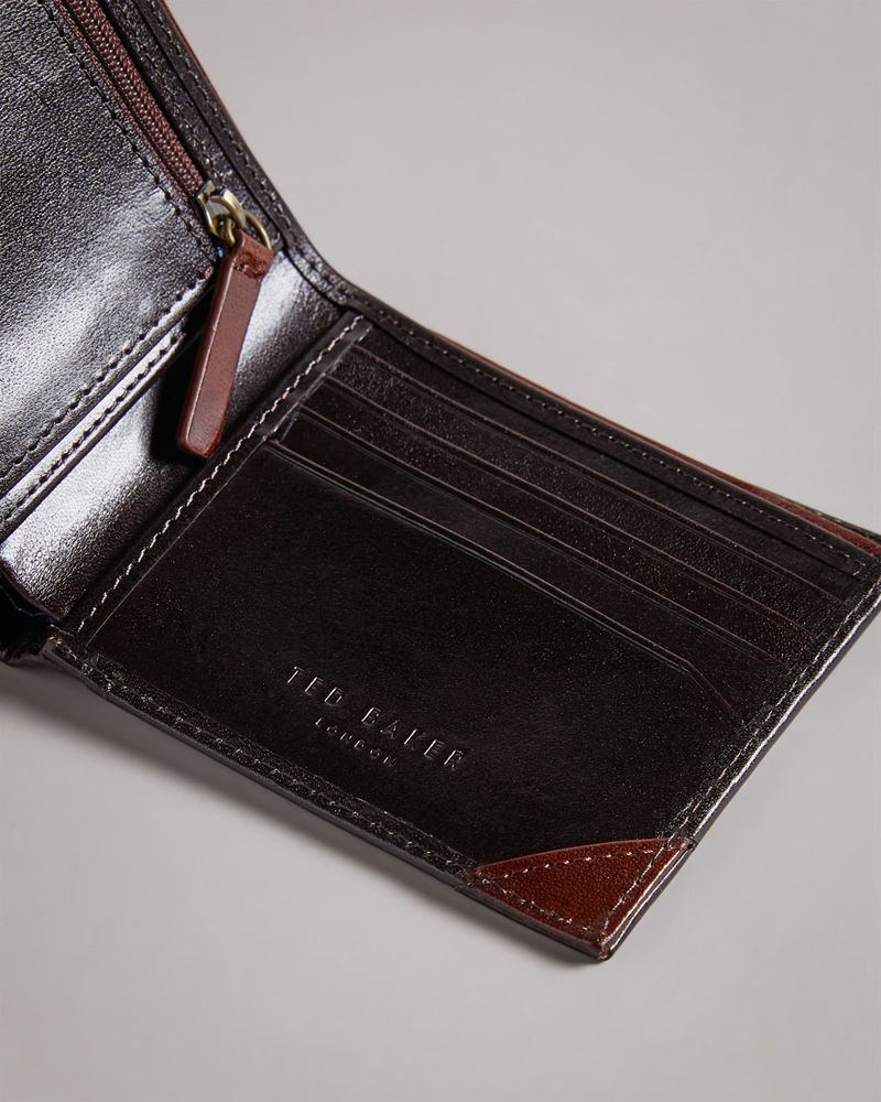 Ted Baker Korning Metal Corner Coin Plånbok Herr Choklad | FCB-857136